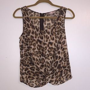 Leopard print sheer top
